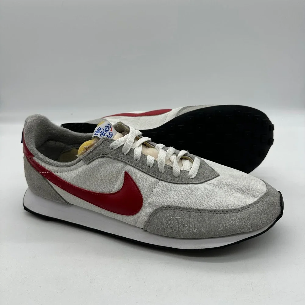 Nike DJ6054-101 Mens 13 White Grey Red Waffle Trainer 2 Athletic Club Sneakers